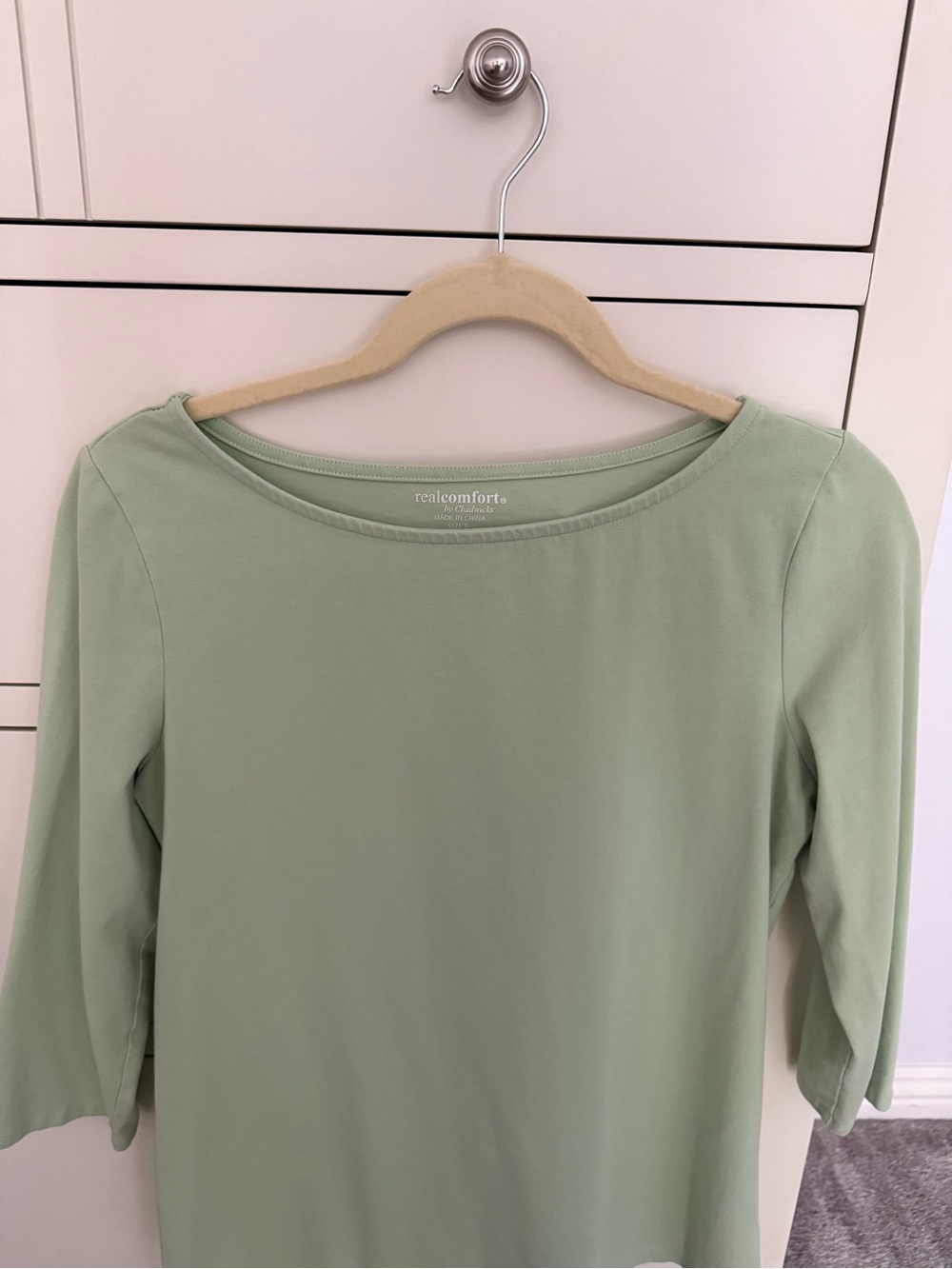 Chadwicks Light Sage Boatneck Long Sleeve Tee
